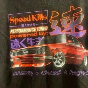 Hi Performance Black short sleeve T shirt by Speed Kills screen printed graphic